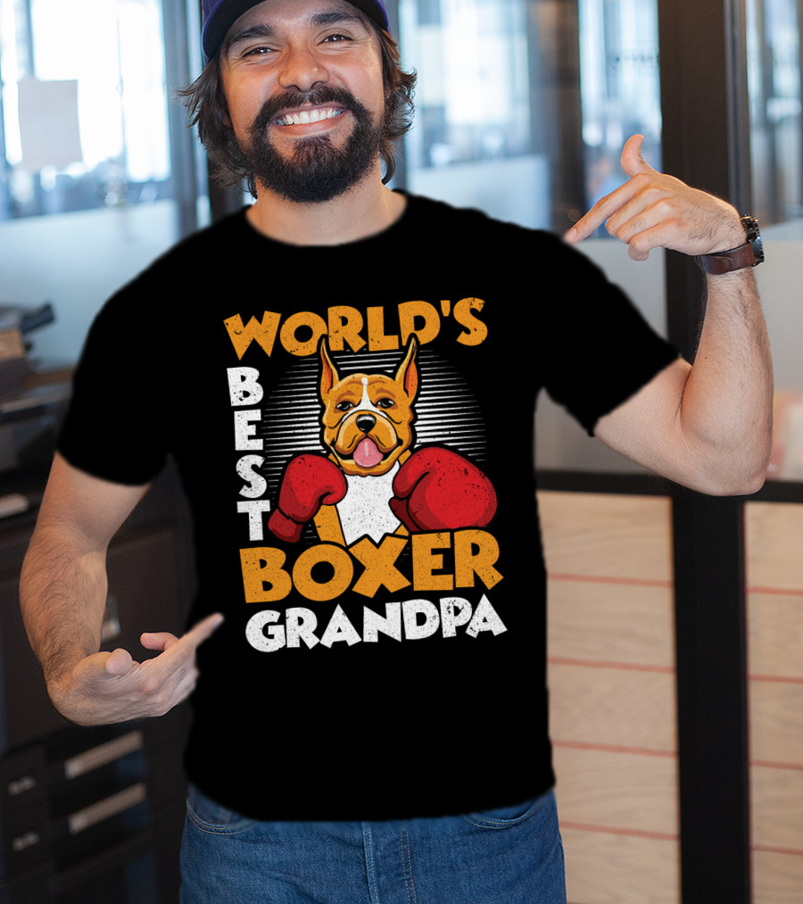 World's Best Boxer Grandpa Red Gloves Dog T-Shirt
