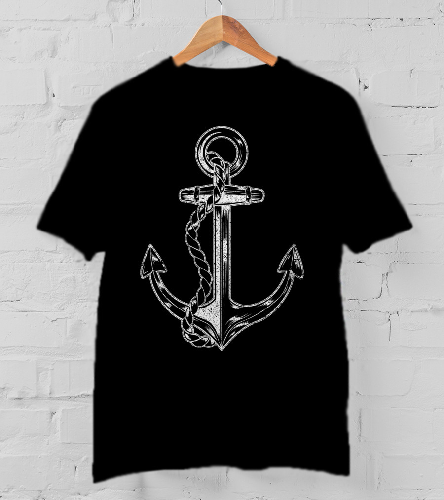 Black Sea Anchor Vintage Nautical T-Shirt