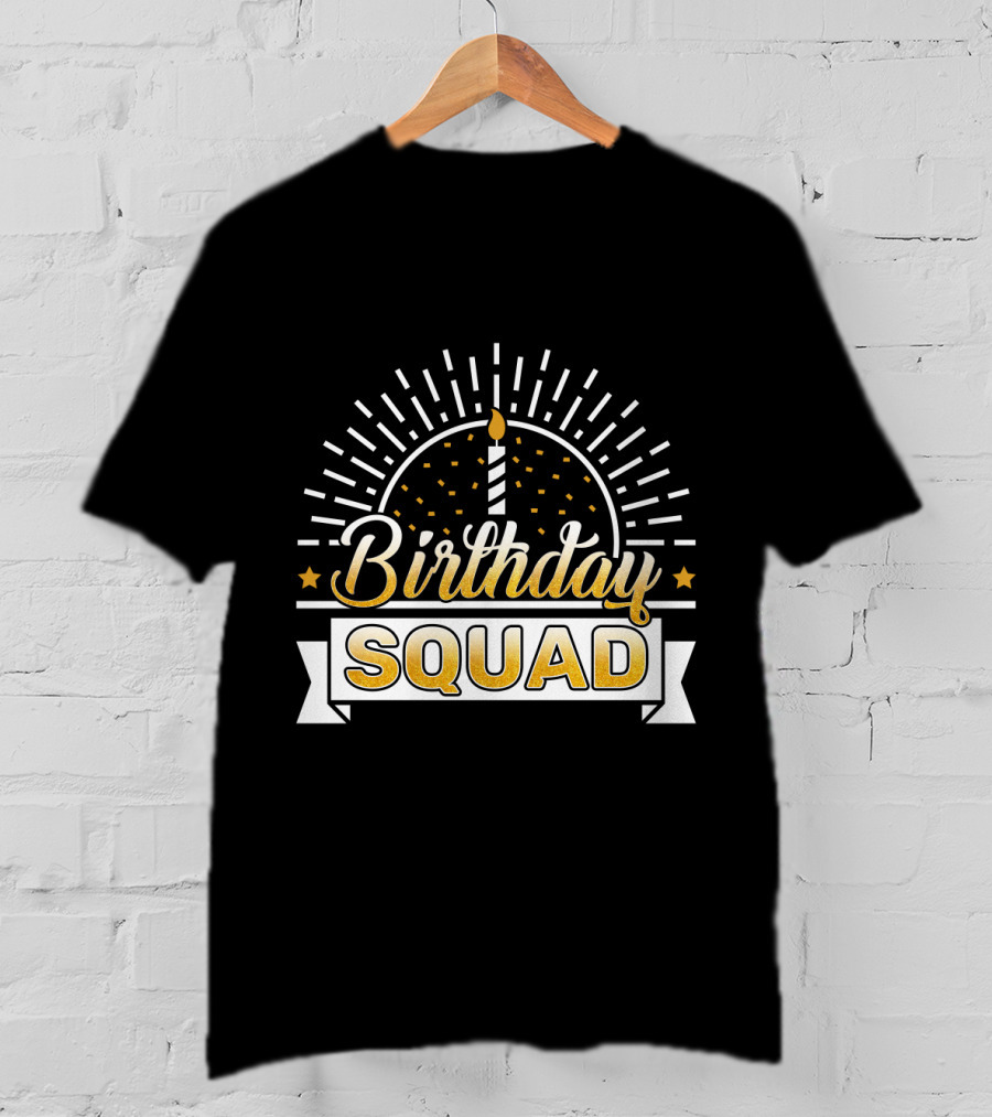Birthday Squad Candle Celebration Banner Stars T-Shirt