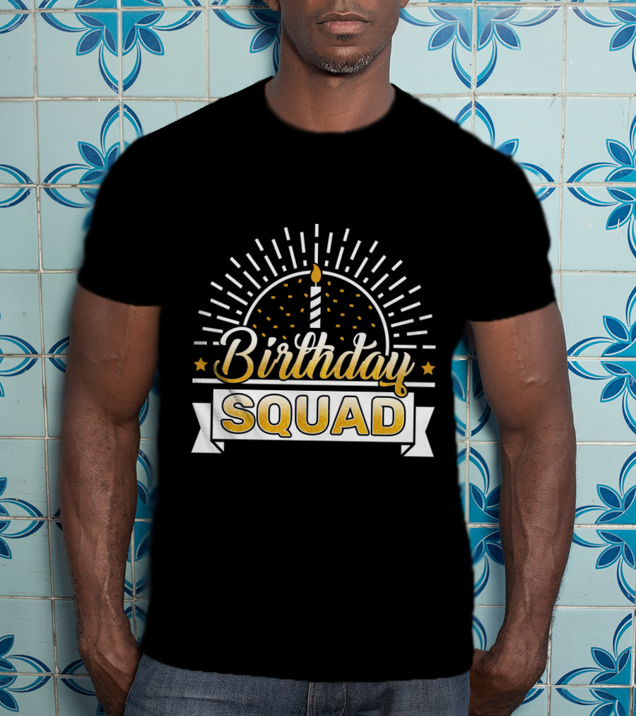 Birthday Squad Candle Celebration Banner Stars T-Shirt