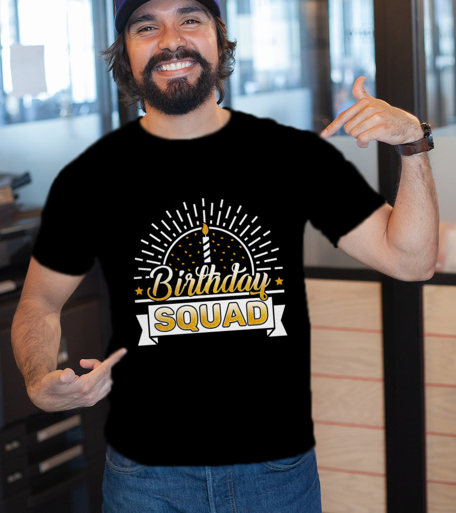 Birthday Squad Candle Celebration Banner Stars T-Shirt