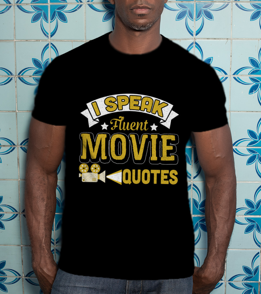 I Speak Fluent Movie Quotes Vintage Film Camera Stars T-Shirt