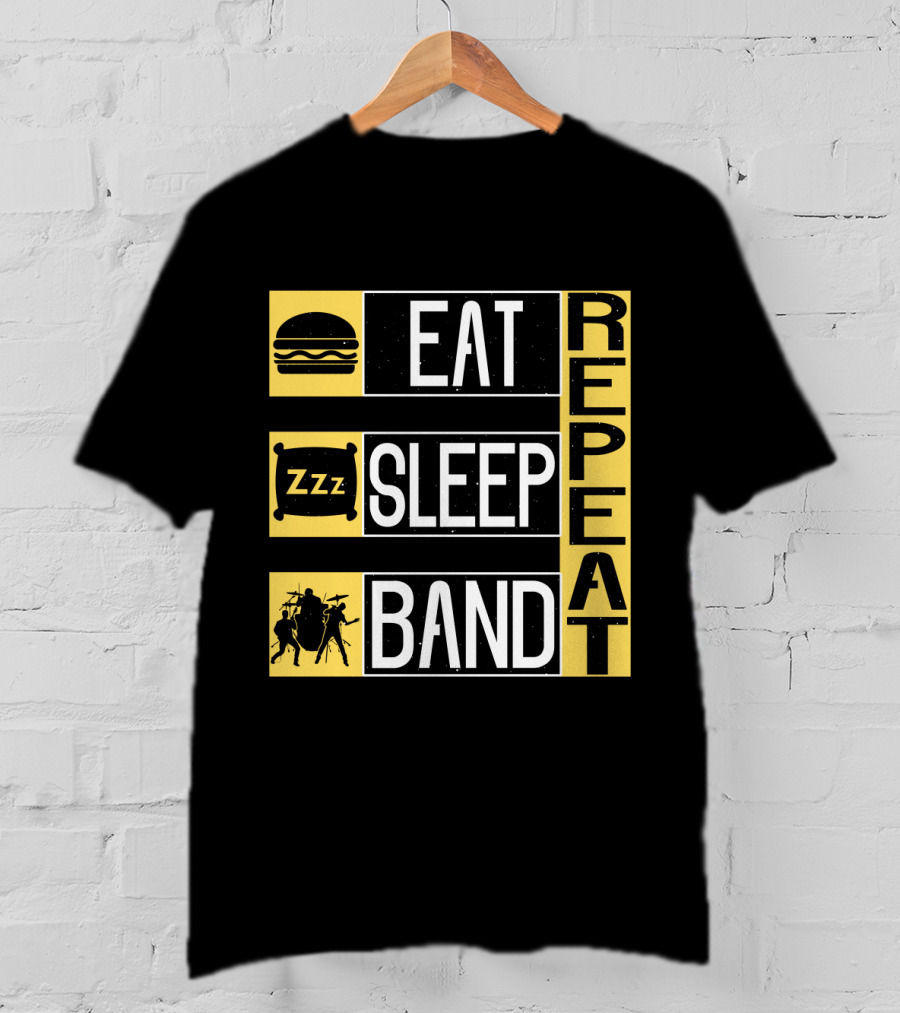 Eat Sleep Band Repeat Music Burger Pillow Icons T-Shirt