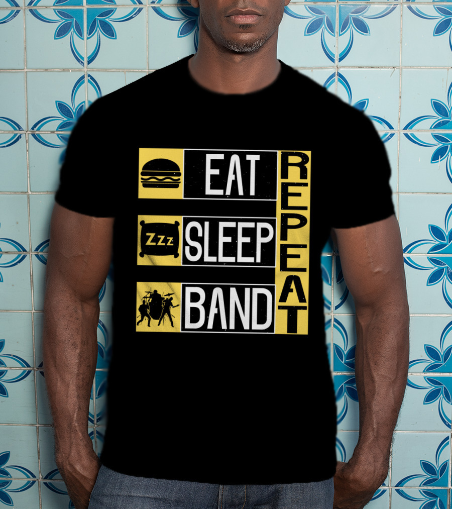 Eat Sleep Band Repeat Music Burger Pillow Icons T-Shirt
