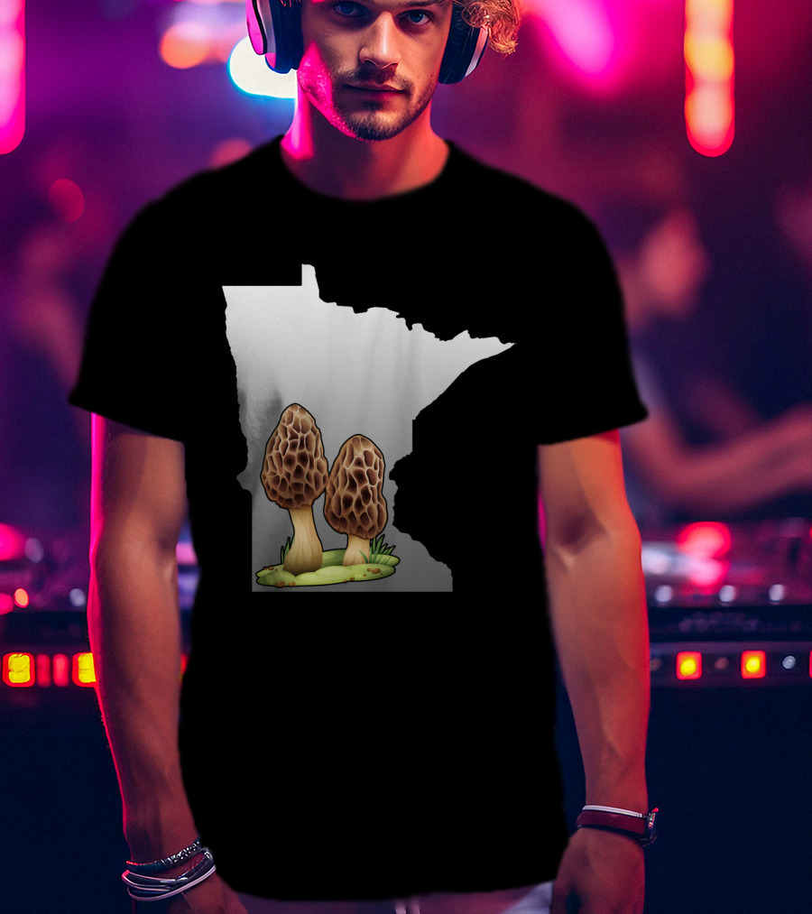 Minnesota Map With Two Morel Mushrooms In Front T-Shirt