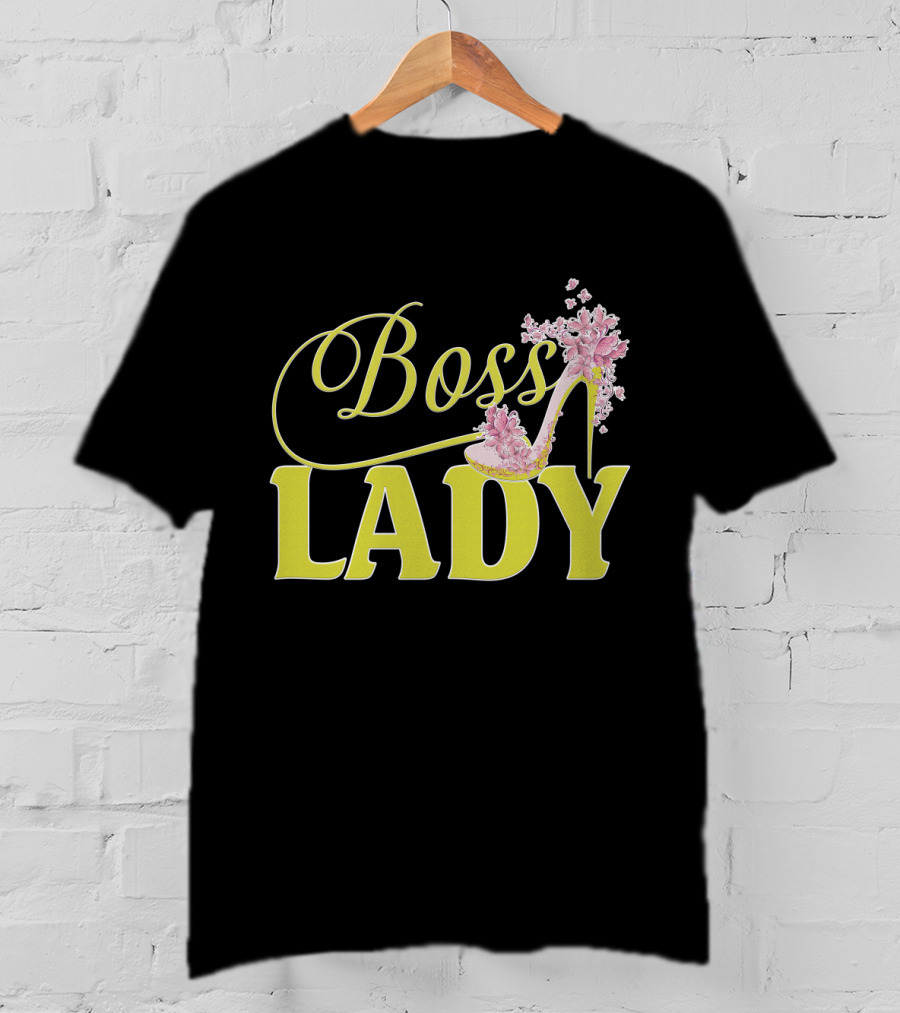 Boss Lady Floral Gold High Heel T-Shirt