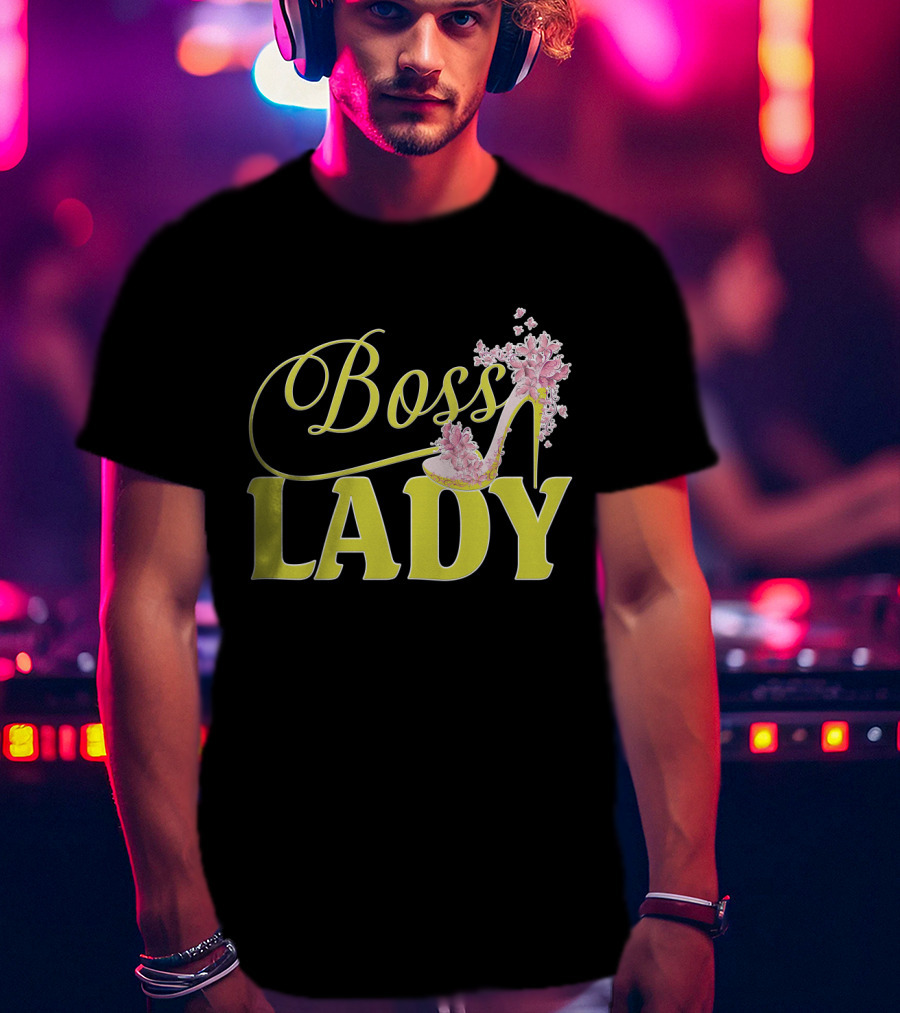 Boss Lady Floral Gold High Heel T-Shirt
