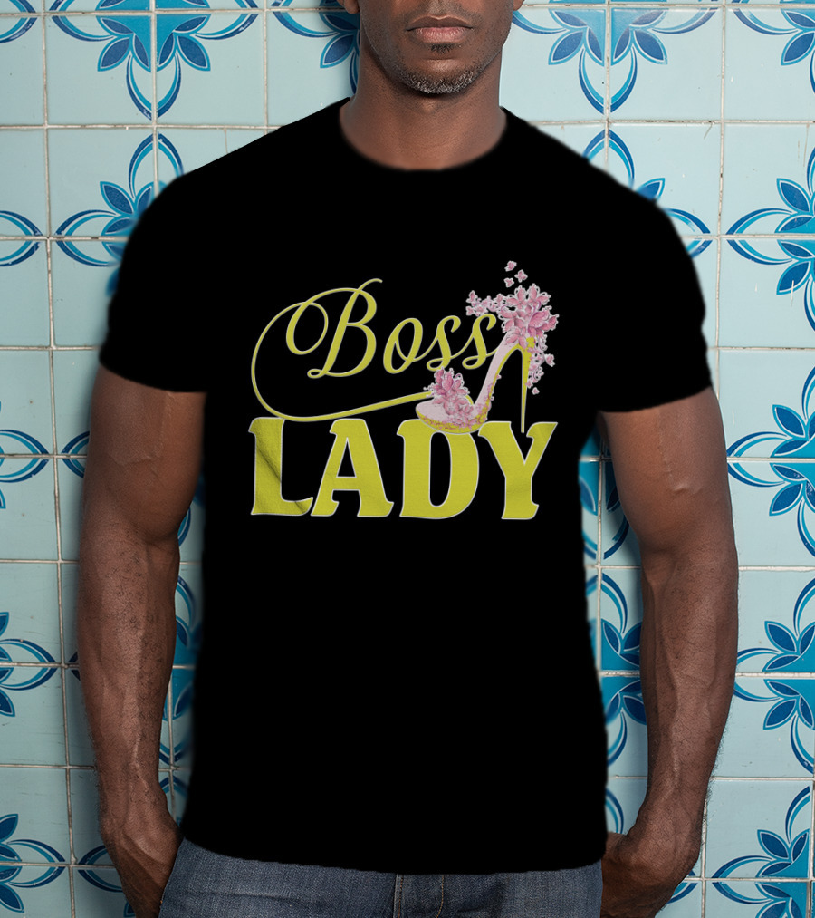 Boss Lady Floral Gold High Heel T-Shirt