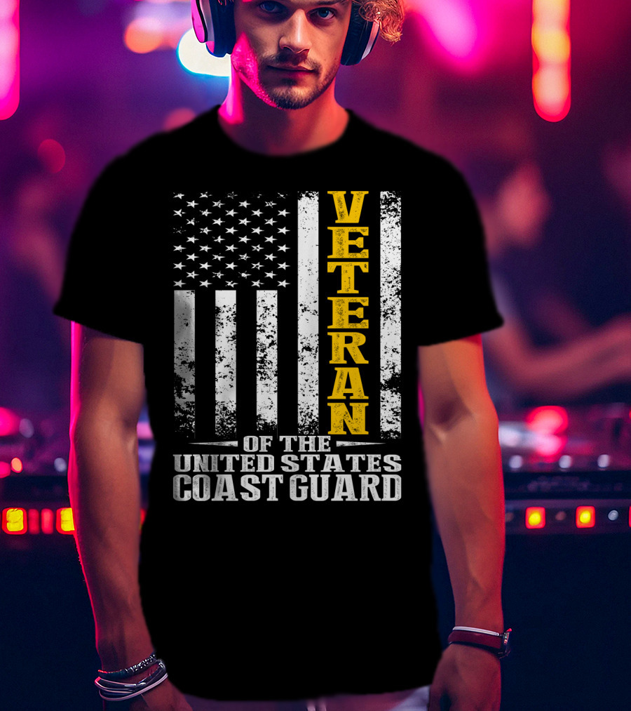 Veteran Of The United States Coast Guard USA Flag T-Shirt