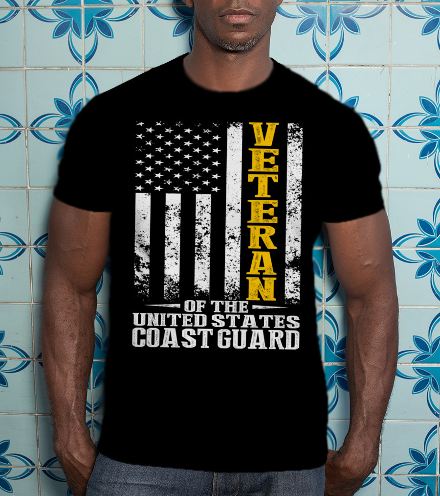 Veteran Of The United States Coast Guard USA Flag T-Shirt
