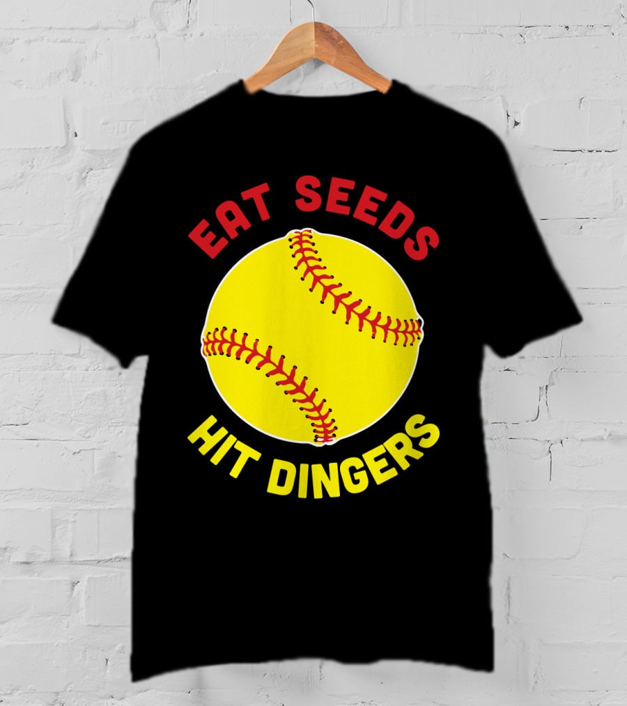 Eat Seeds Hit Dingers Softball Yellow T-Shirt