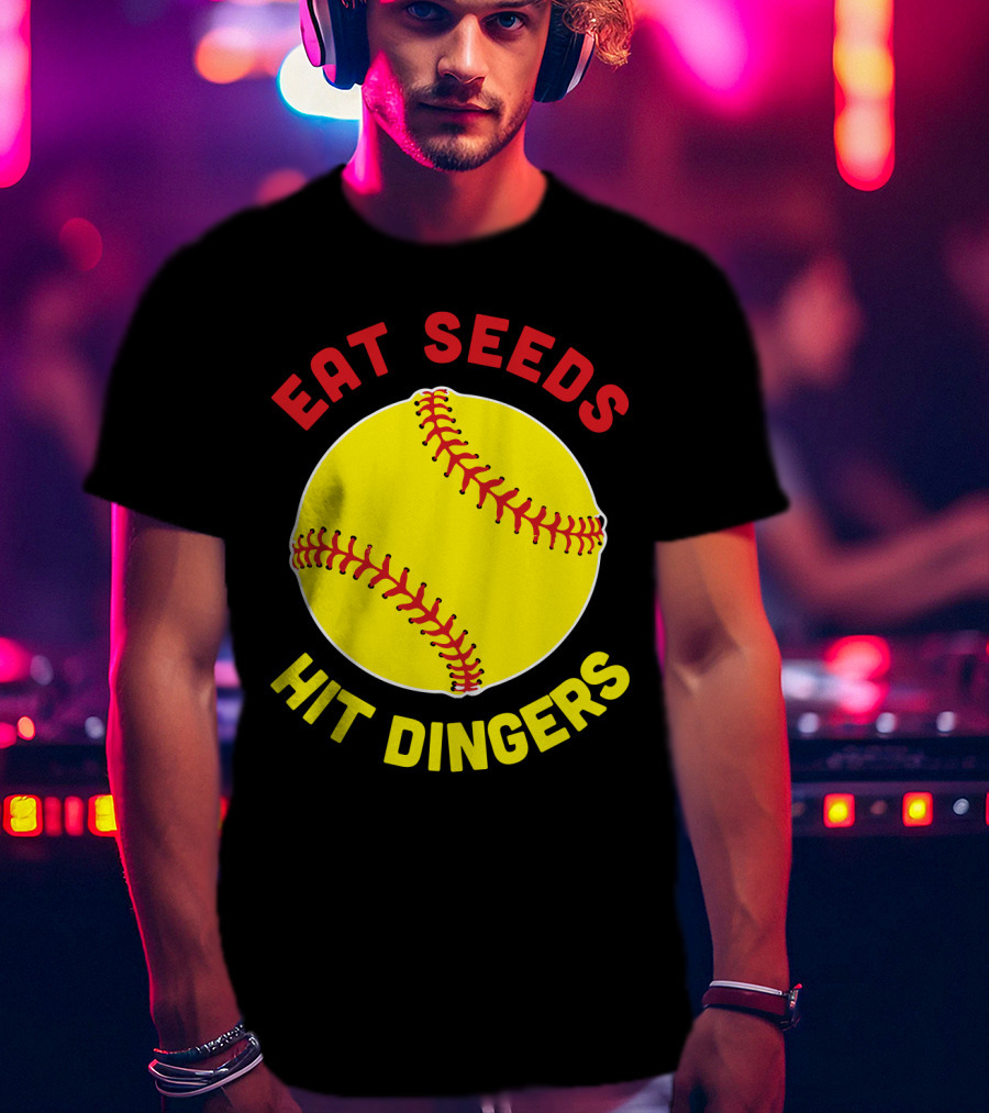 Eat Seeds Hit Dingers Softball Yellow T-Shirt