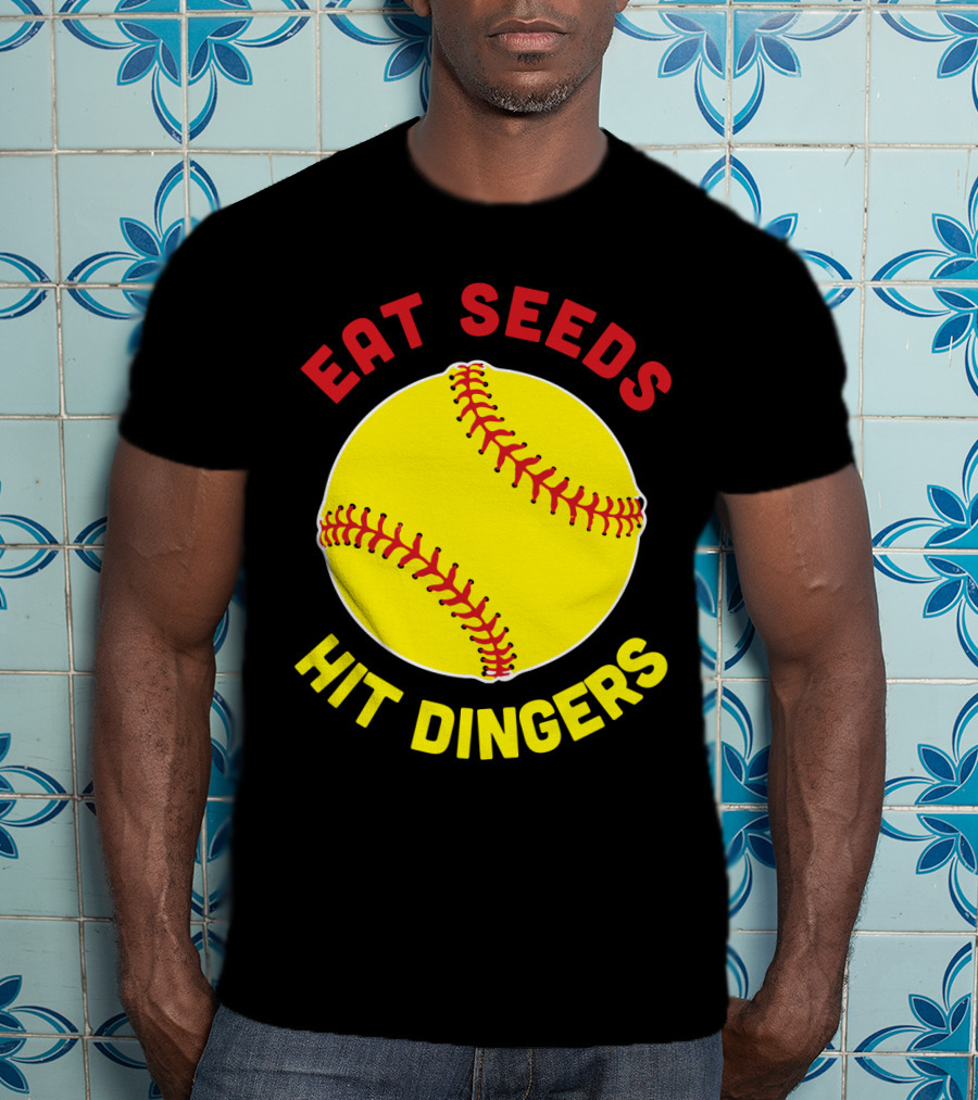 Eat Seeds Hit Dingers Softball Yellow T-Shirt