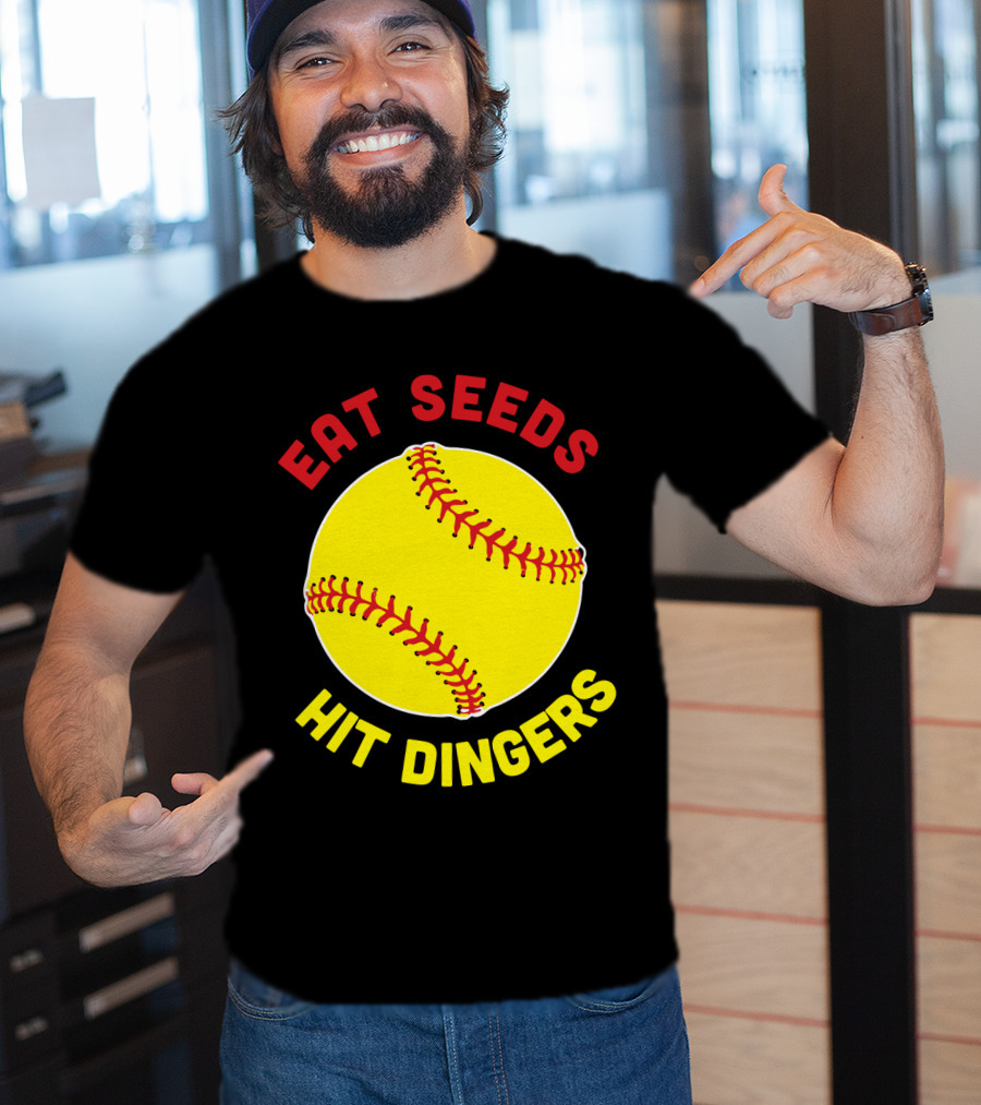 Eat Seeds Hit Dingers Softball Yellow T-Shirt