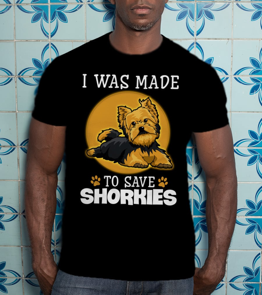 I Was Made To Save Shorkies Dog Paws And Orange Circle T-Shirt
