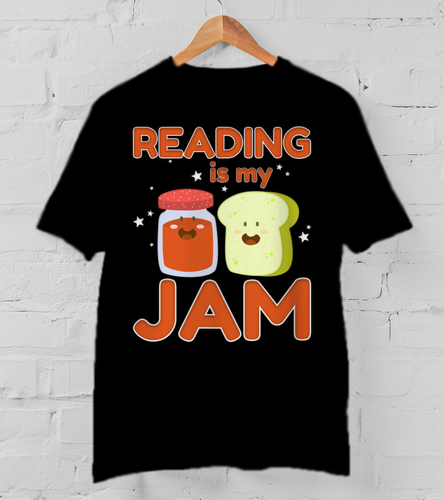 READING IS MY JAM Cute Kawaii Jam Jar And Bread With Stars T-Shirt