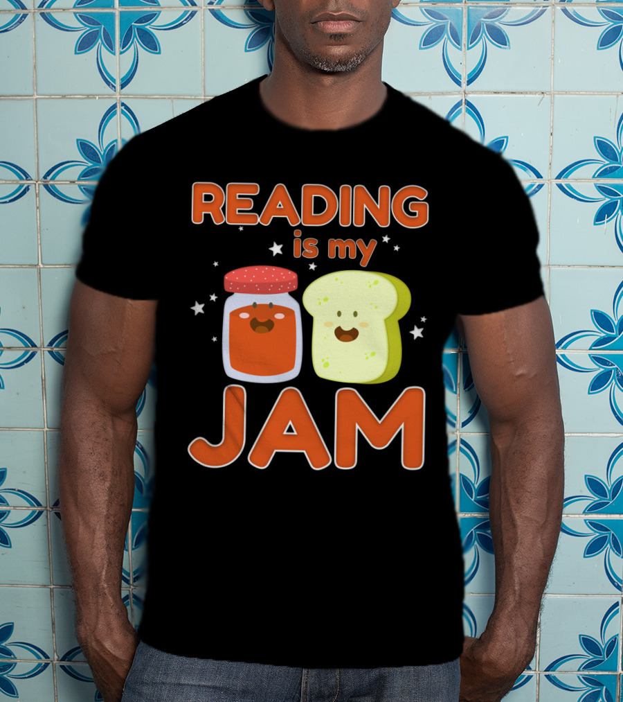 READING IS MY JAM Cute Kawaii Jam Jar And Bread With Stars T-Shirt