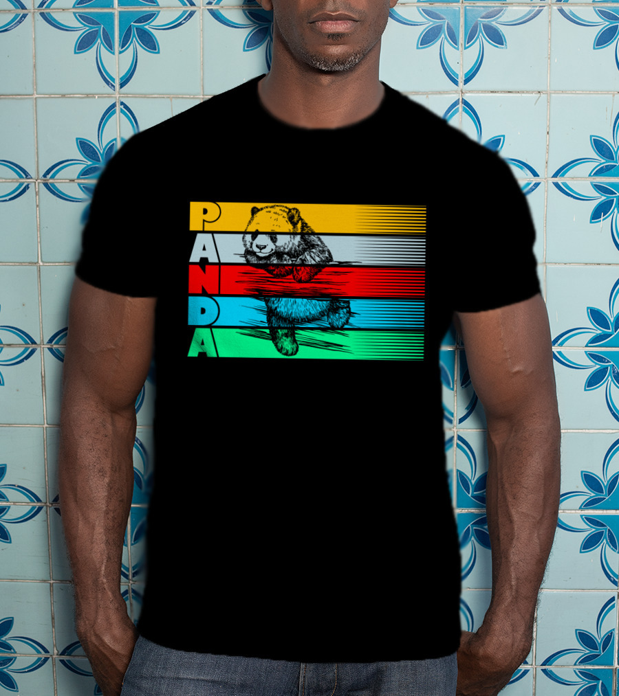 Panda PAPA Retro Striped T-Shirt