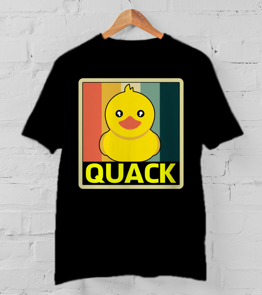 Vintage Rubber Duck Quack Retro Stripes T-Shirt