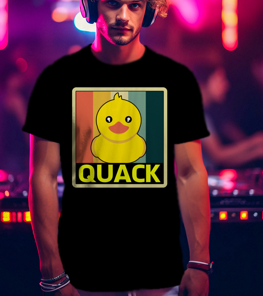 Vintage Rubber Duck Quack Retro Stripes T-Shirt