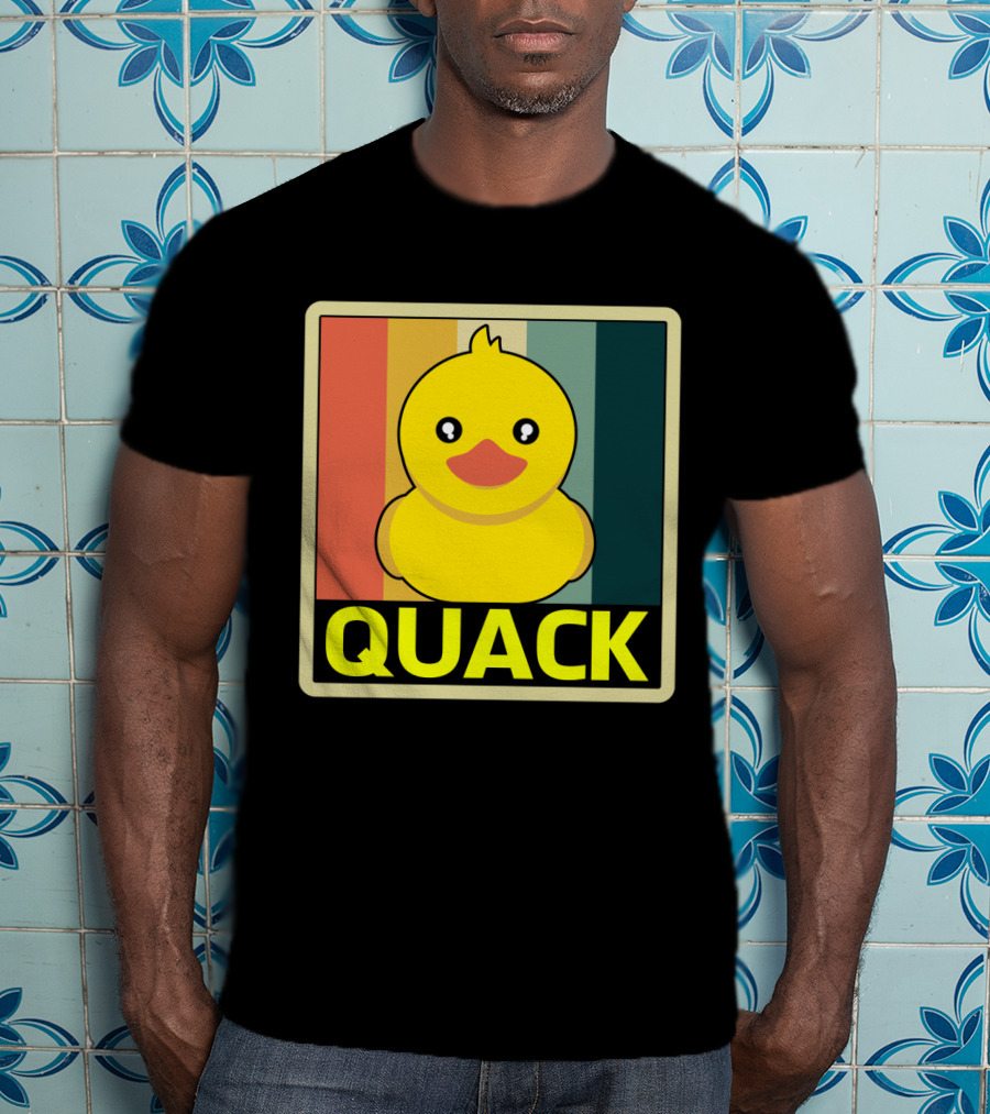 Vintage Rubber Duck Quack Retro Stripes T-Shirt