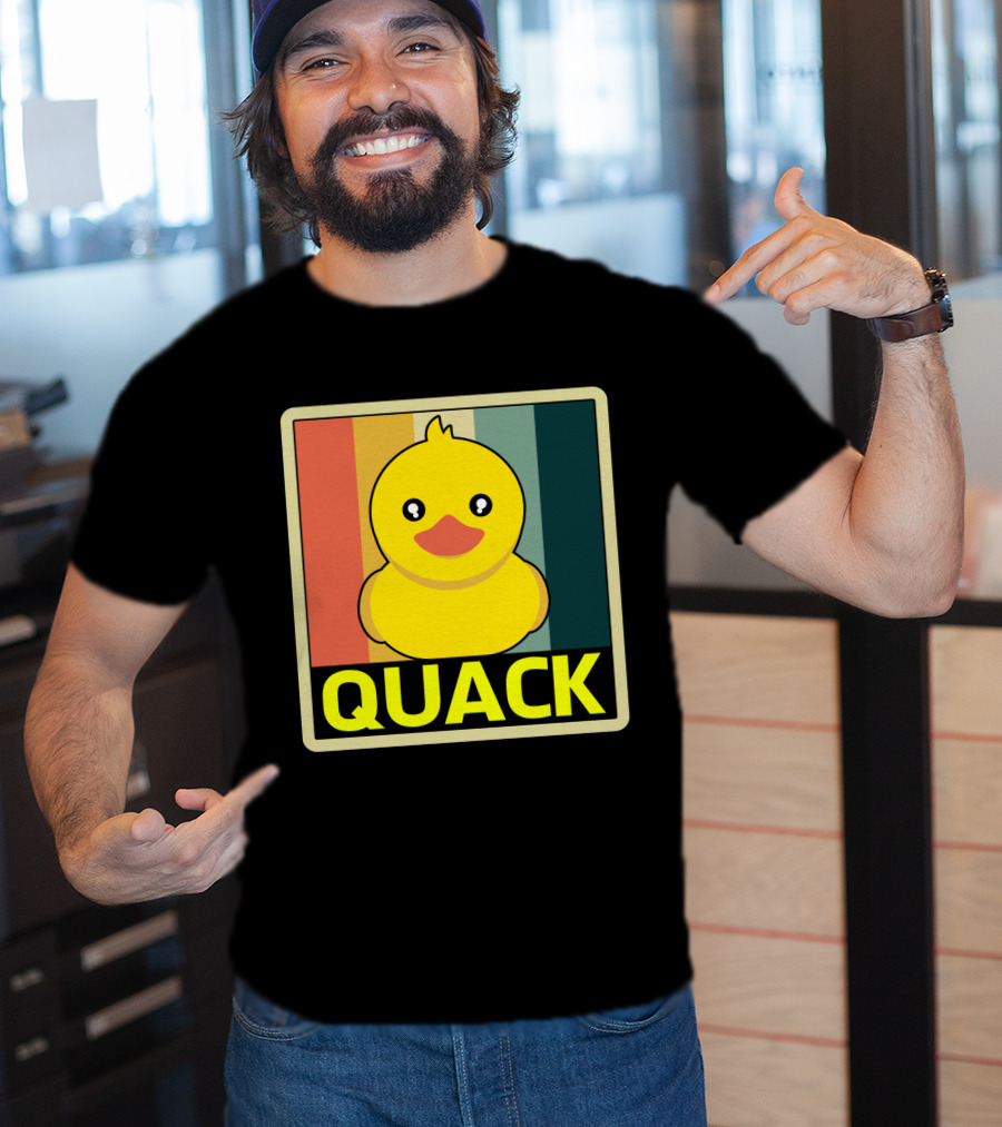 Vintage Rubber Duck Quack Retro Stripes T-Shirt