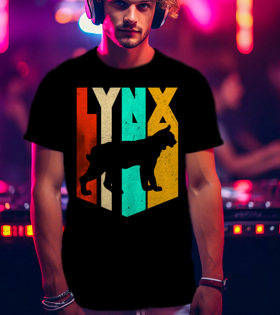 LYNX Retro Wildlife Silhouette Typography T-Shirt