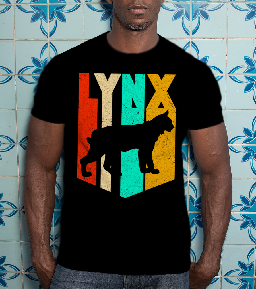 LYNX Retro Wildlife Silhouette Typography T-Shirt