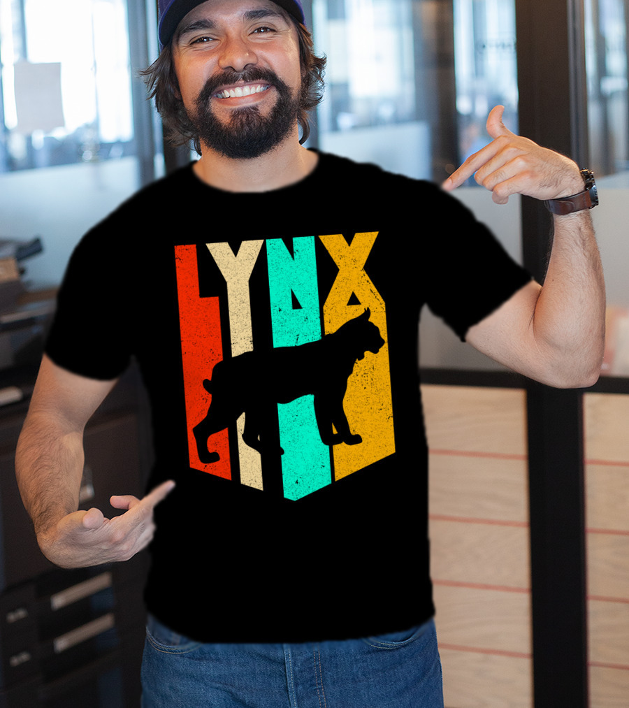 LYNX Retro Wildlife Silhouette Typography T-Shirt