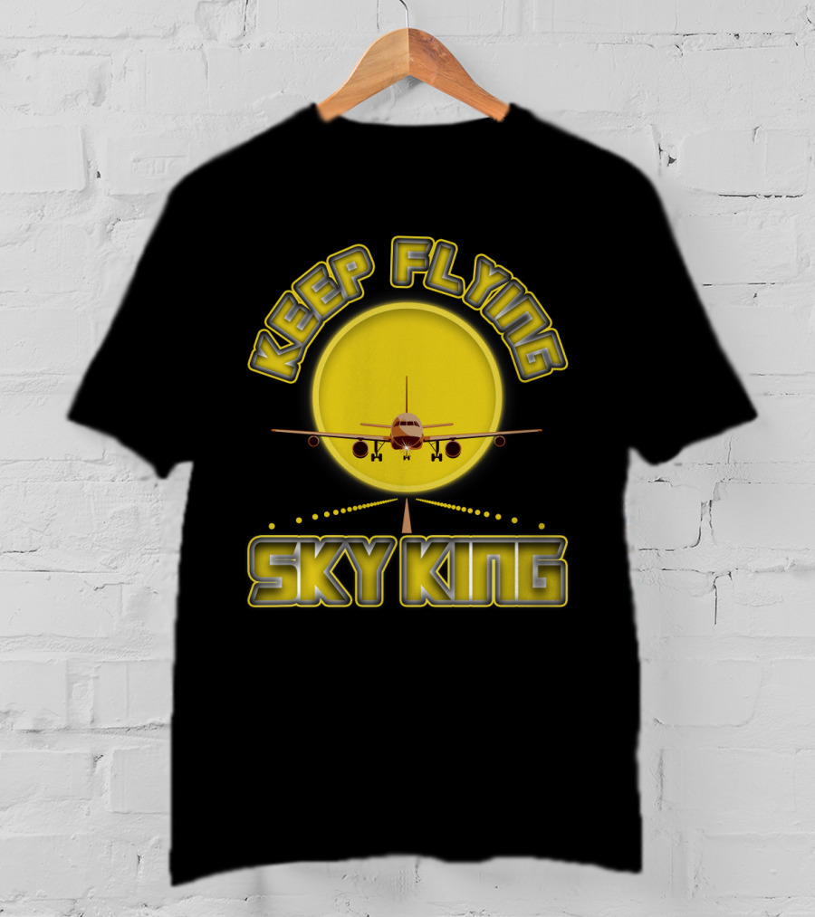 Keep Flying Sky King Aviation Pilot Airplane Jet Landing Sunset T-Shirt