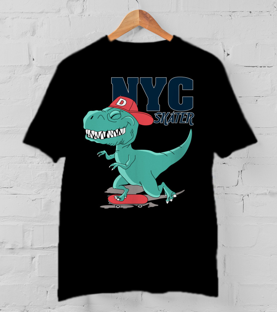 NYC Skater Dinosaur With Red Cap T-Shirt