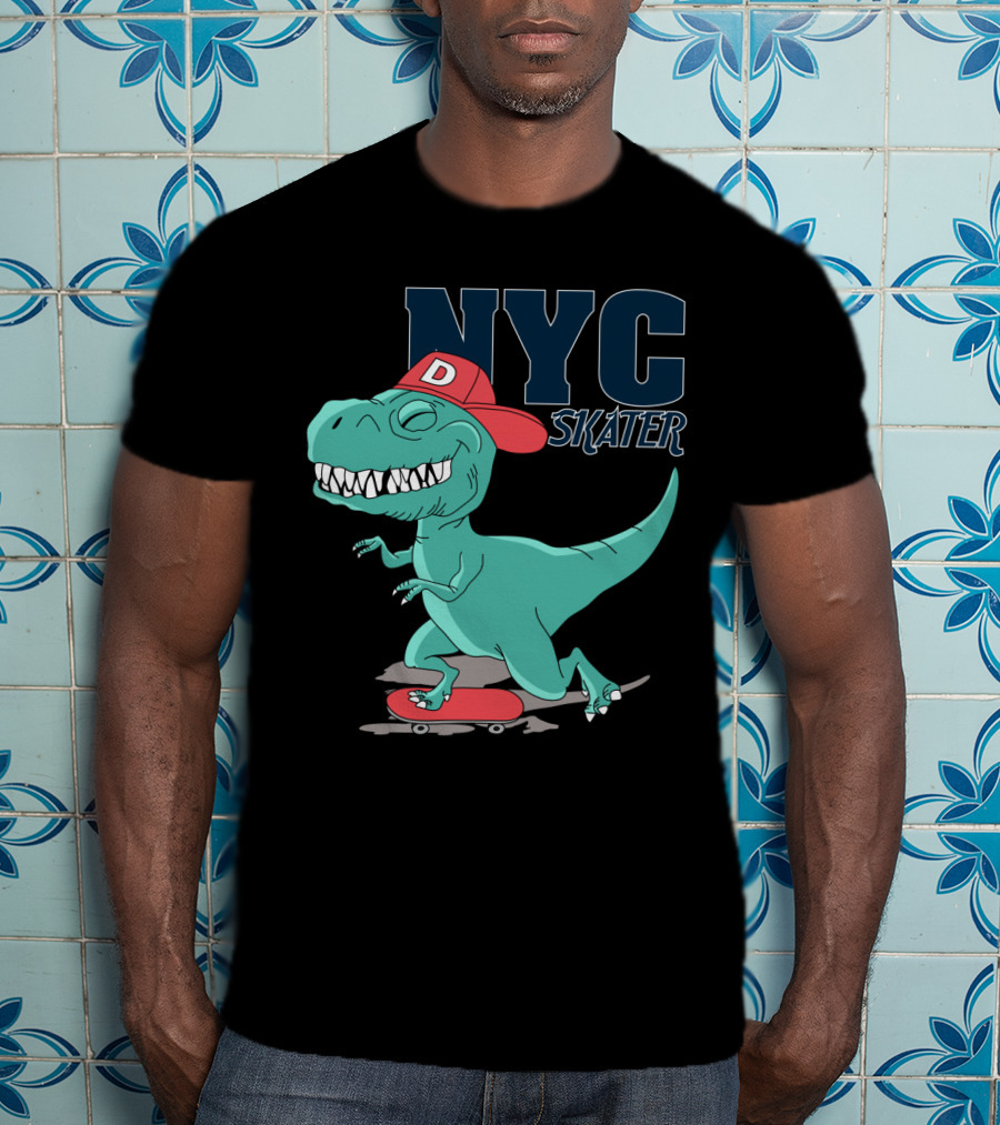 NYC Skater Dinosaur With Red Cap T-Shirt