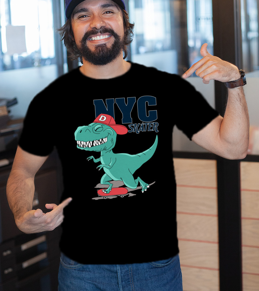 NYC Skater Dinosaur With Red Cap T-Shirt
