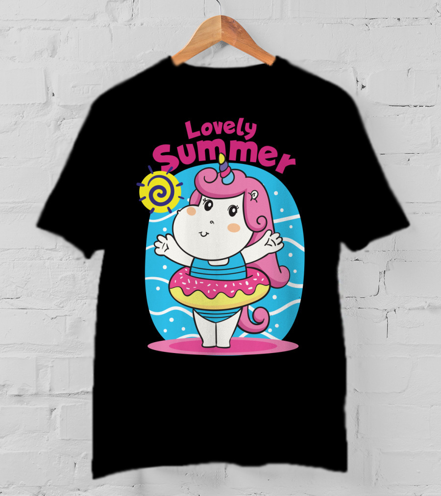Lovely Summer Cute Unicorn Inflatable Swim Fun T-Shirt