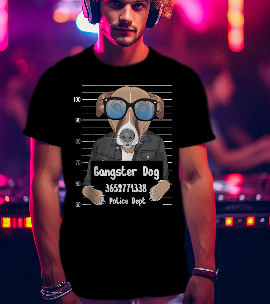Gangster Dog 3652771338 Police Dept Mugshot T-Shirt