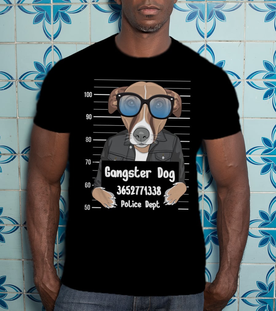 Gangster Dog 3652771338 Police Dept Mugshot T-Shirt
