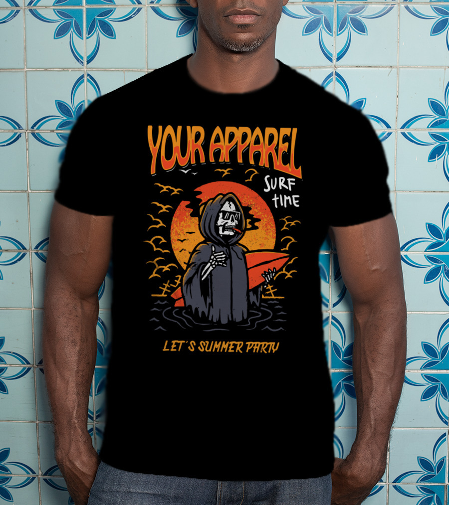 Your Apparel Surf Time Let's Summer Party Goblin Skull T-Shirt