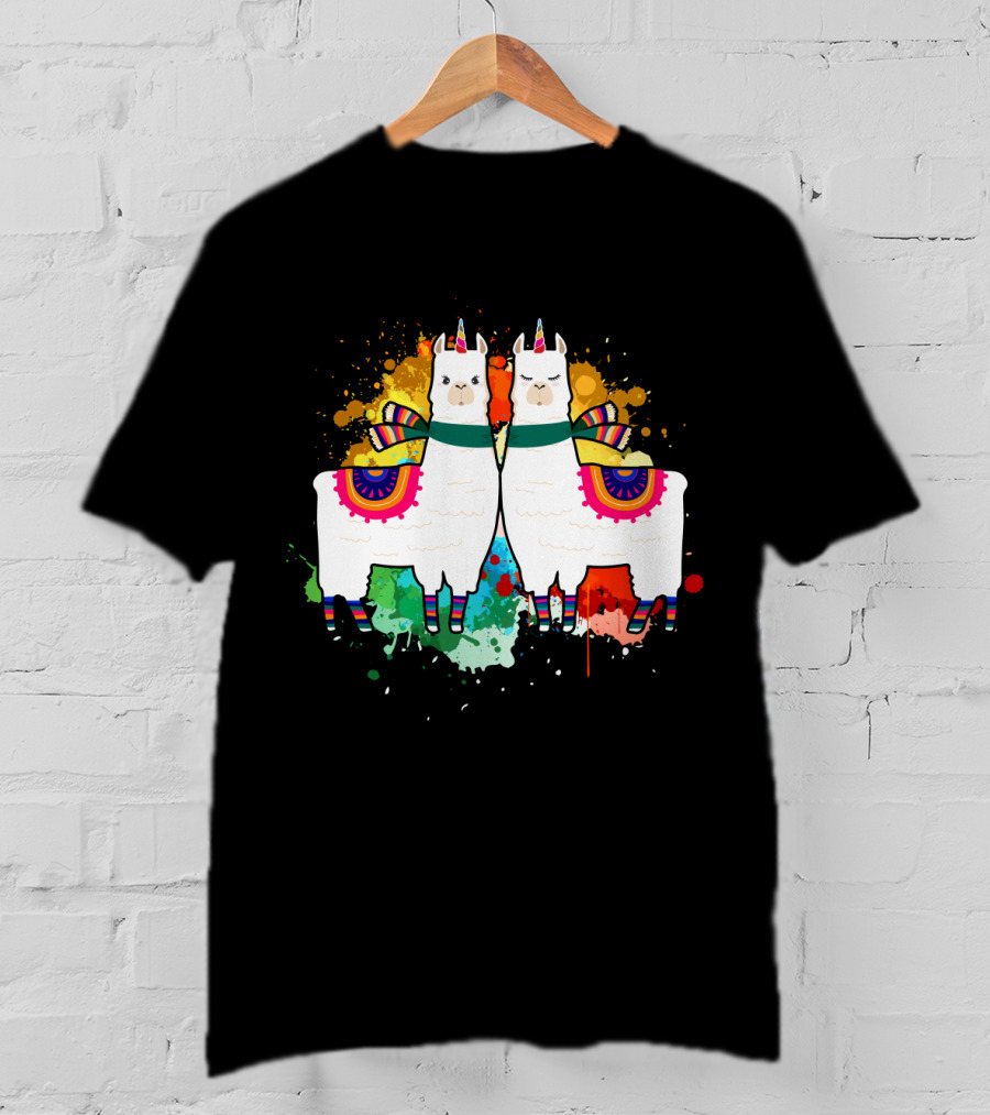 Alpaca Unicorn Unipaca Splash Art Duo T-Shirt