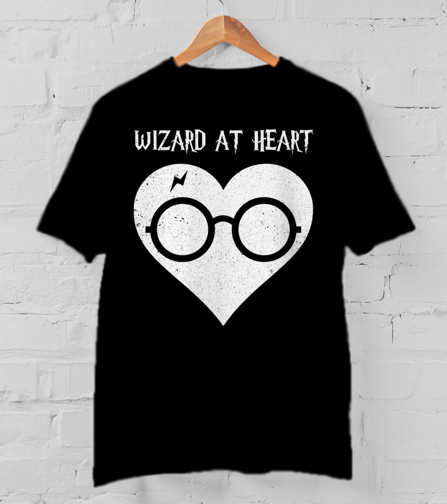 Wizard At Heart Harry Glasses Lightning Bolt Heart T-Shirt