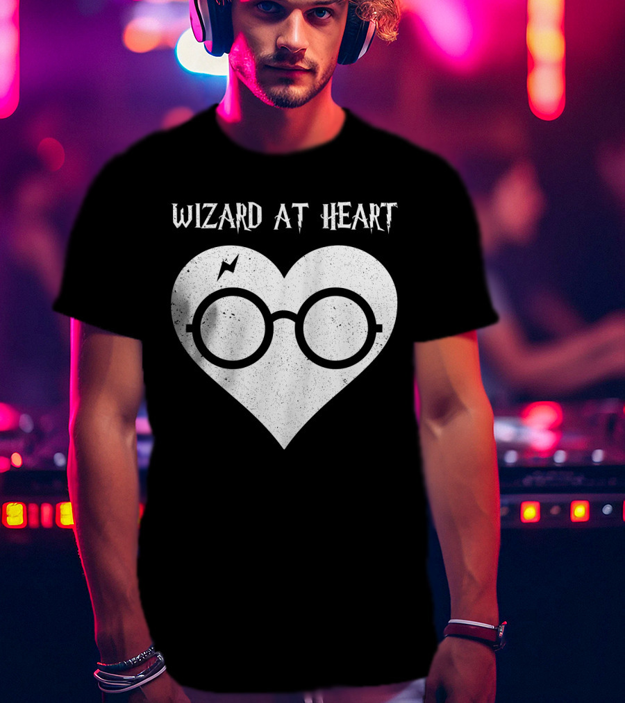 Wizard At Heart Harry Glasses Lightning Bolt Heart T-Shirt