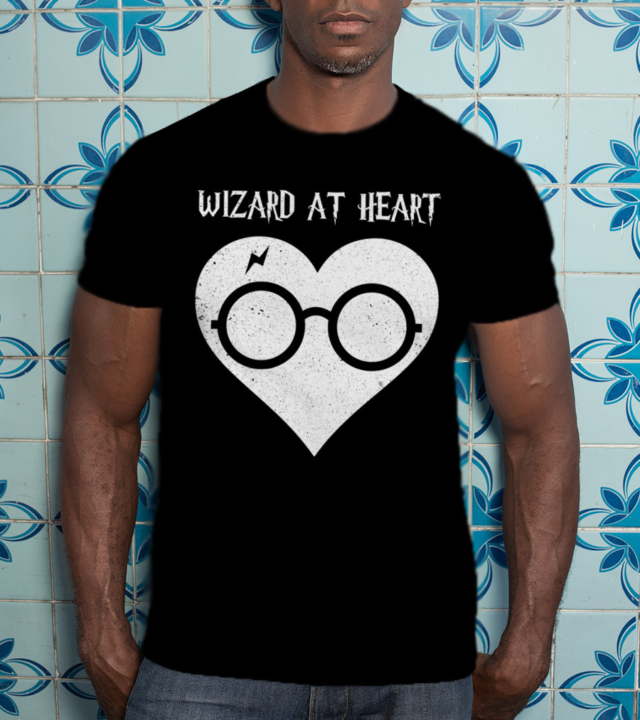 Wizard At Heart Harry Glasses Lightning Bolt Heart T-Shirt