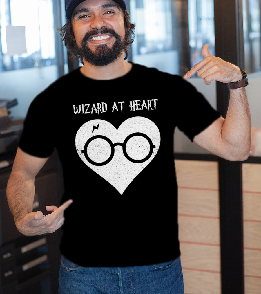 Wizard At Heart Harry Glasses Lightning Bolt Heart T-Shirt