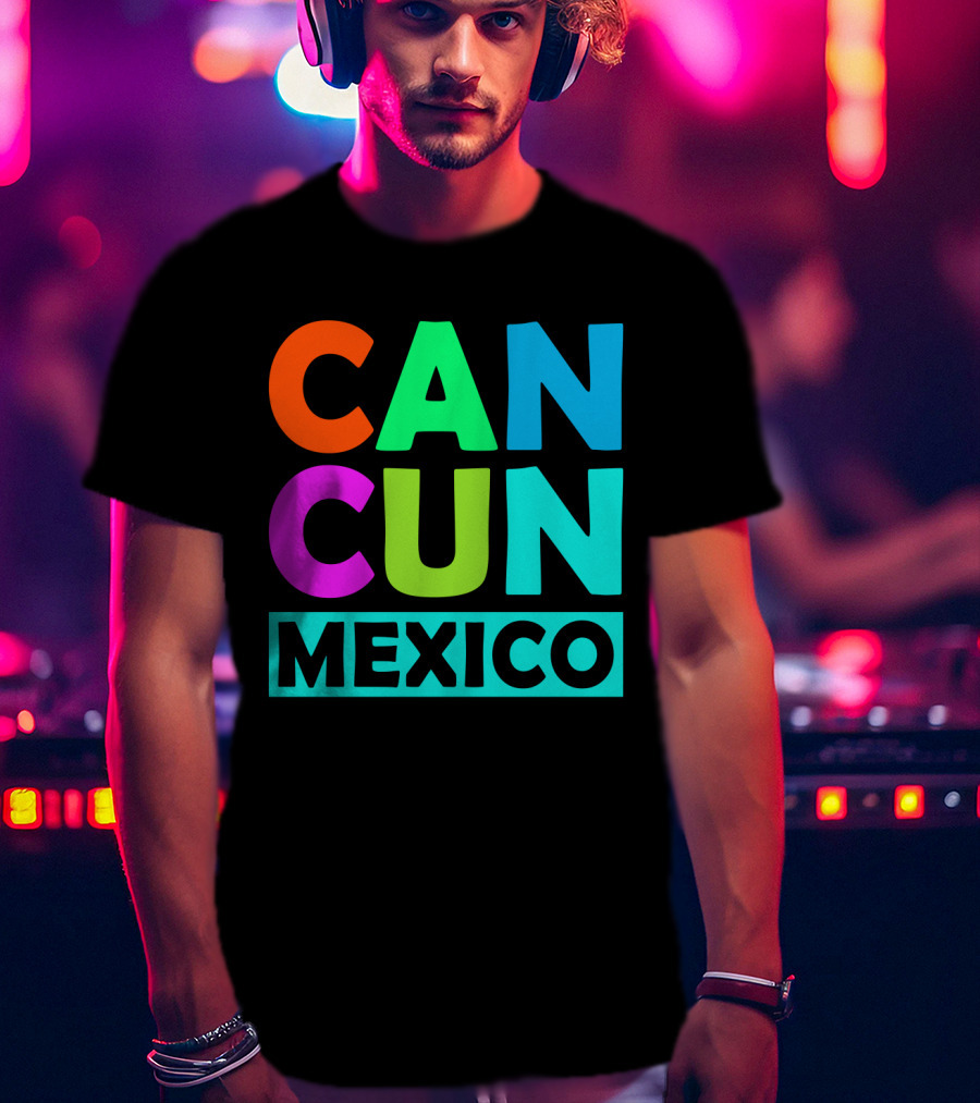Cancun Mexico Vibrant Block Lettering T-Shirt