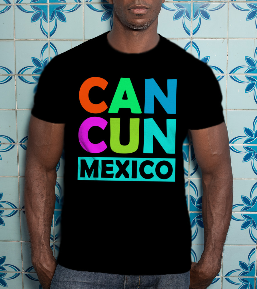 Cancun Mexico Vibrant Block Lettering T-Shirt