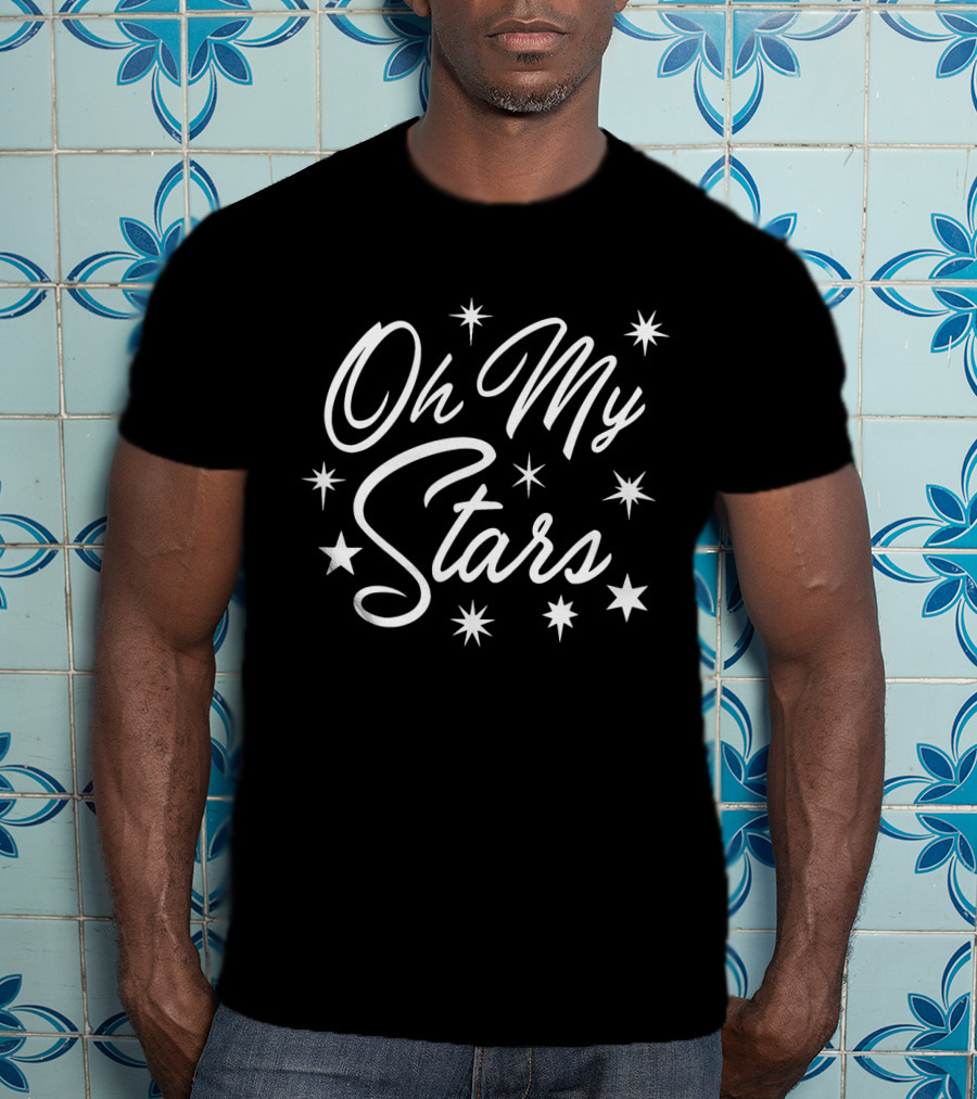 Oh My Stars Text Surrounded By White Star Icons T-Shirt