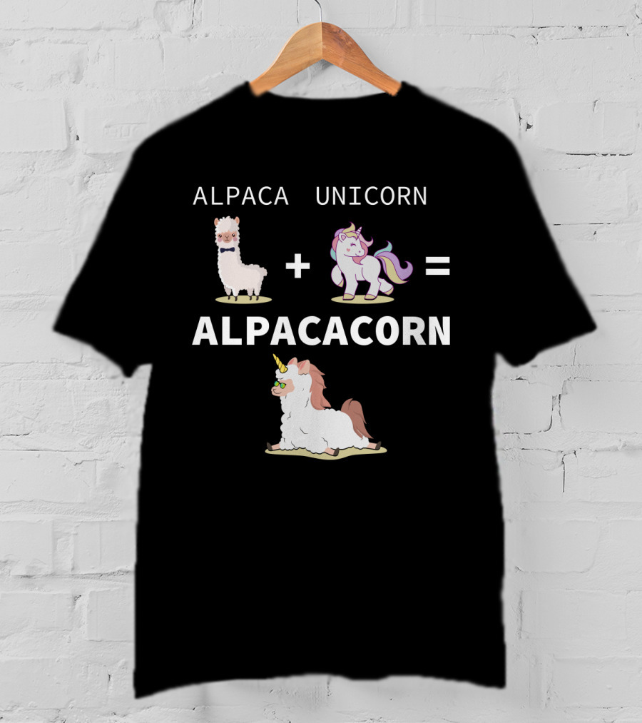 Alpaca Unicorn Equals Alpacacorn With Adorable Hybrid T-Shirt