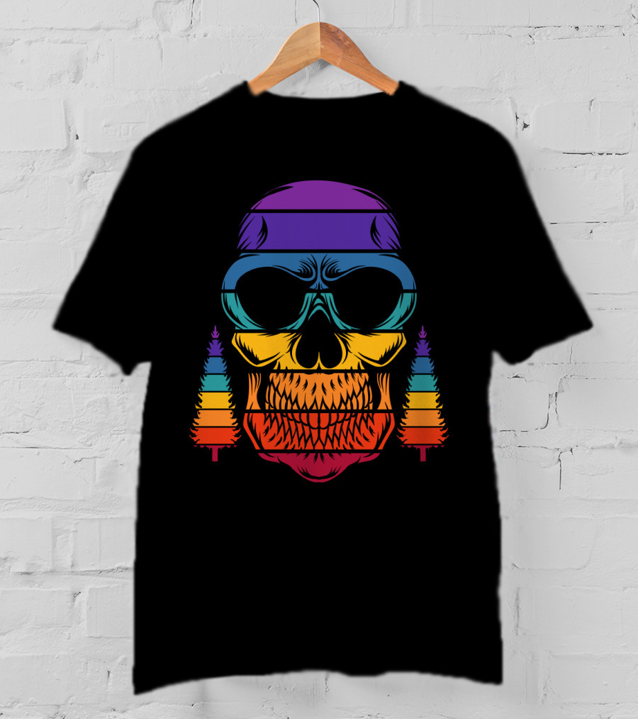 Rainbow Skull With Pine Trees T-Shirt