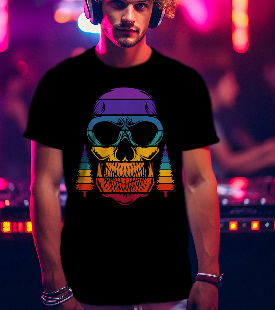 Rainbow Skull With Pine Trees T-Shirt