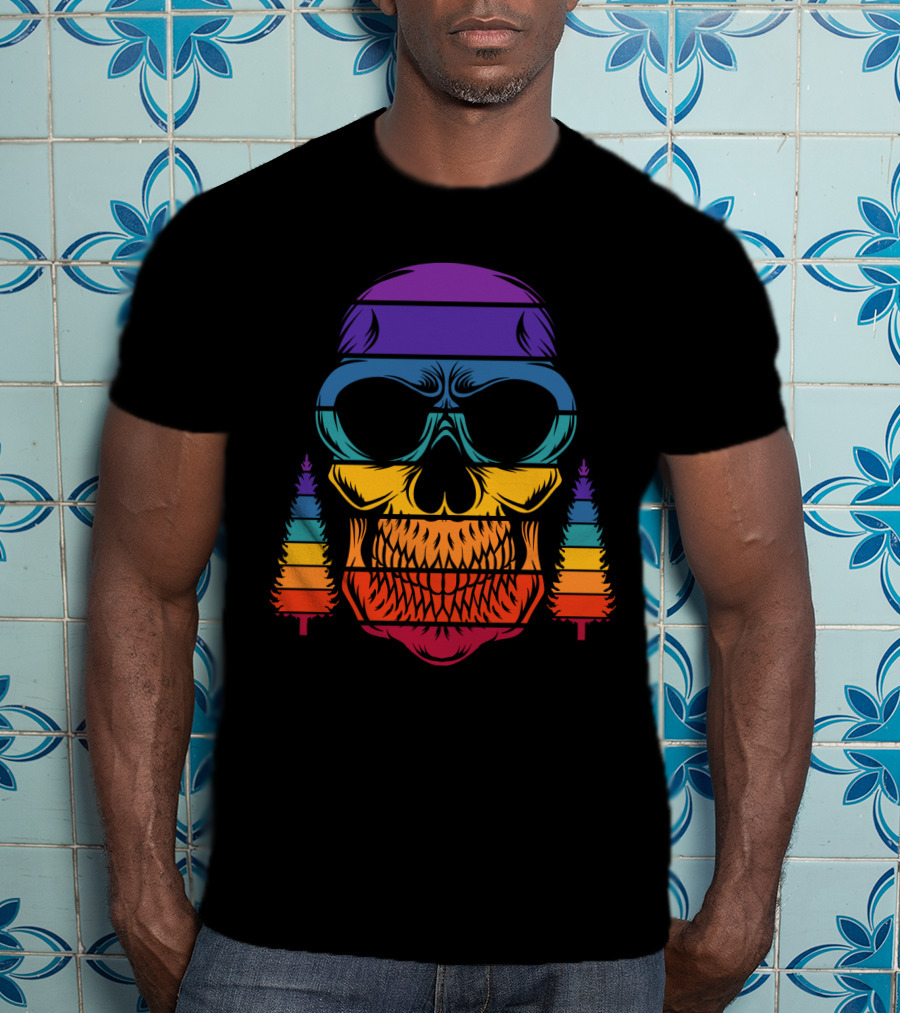 Rainbow Skull With Pine Trees T-Shirt