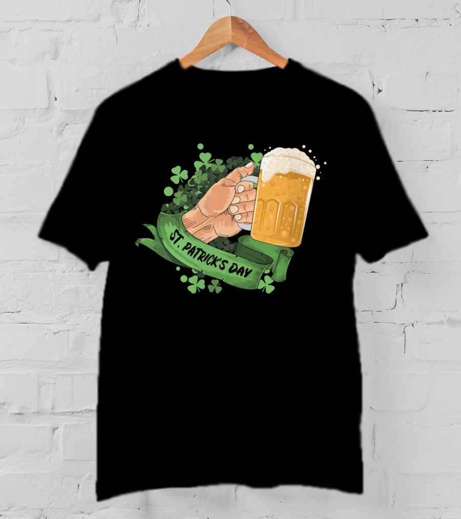 St Patrick's Day Big Beer With Shamrocks And Banner T-Shirt